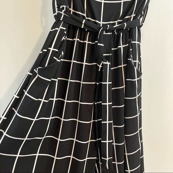 Women’s Black/White Off Shoulder Belted Jumpsuit - Picture 4 of 6